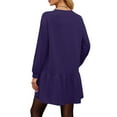 thumbnail image 5 of UVN Fall Dresses for Women Winter Long Sleeve Crewneck Oversized Casual Pullover Patchwork Sweatshirt Dress, 5 of 9