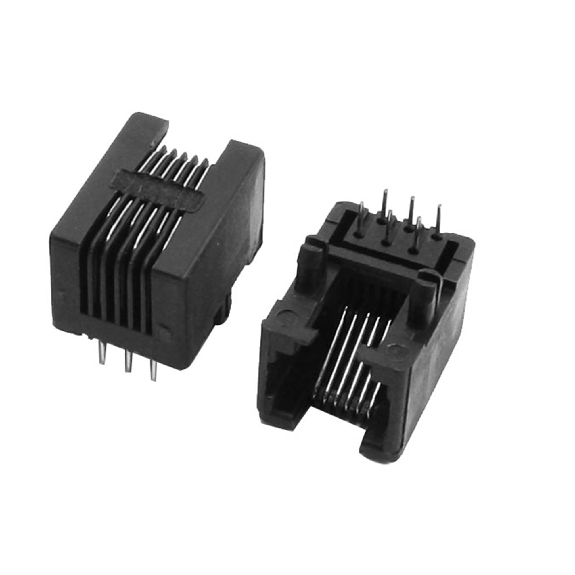 5pcs RJ11 PCB Mount Black Modular Phone Jack 6P6C Telephone Socket Connector