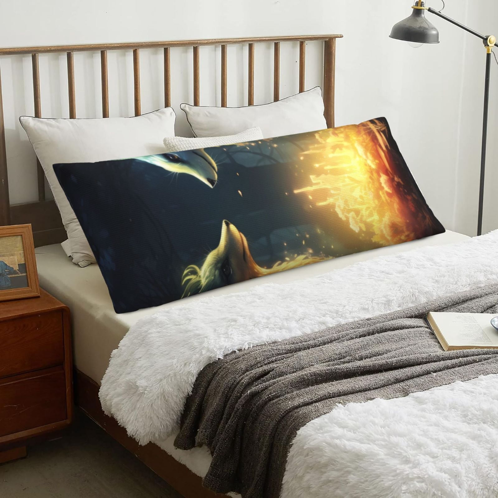Naloa Firefly Forest Fox Super Soft 20x60 Body Pillow Case,Long Side Hidden Zipper（PILLOWS ARE NOT INCLUDED）