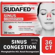 Sudafed PE Maximum Strength Non-Drowsy Sinus Decongestant, 36 Ct