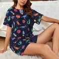 thumbnail image 6 of Womens Pajama Sets With Pocket, Space dinosaur A Lounge Sets Short Sleeve Sleepwear PJ Sets for Women, 6 of 6