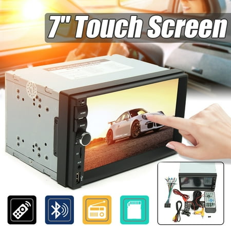 Lcd Screen Care 7018B 7 inch 1080P bluetooth LCD Touch Screen 2 DIN Car Radio Stereo AUX FM USB SD MP5 Player with Rearview Camera + Remote Controller + 4Pcs Power Cable ()