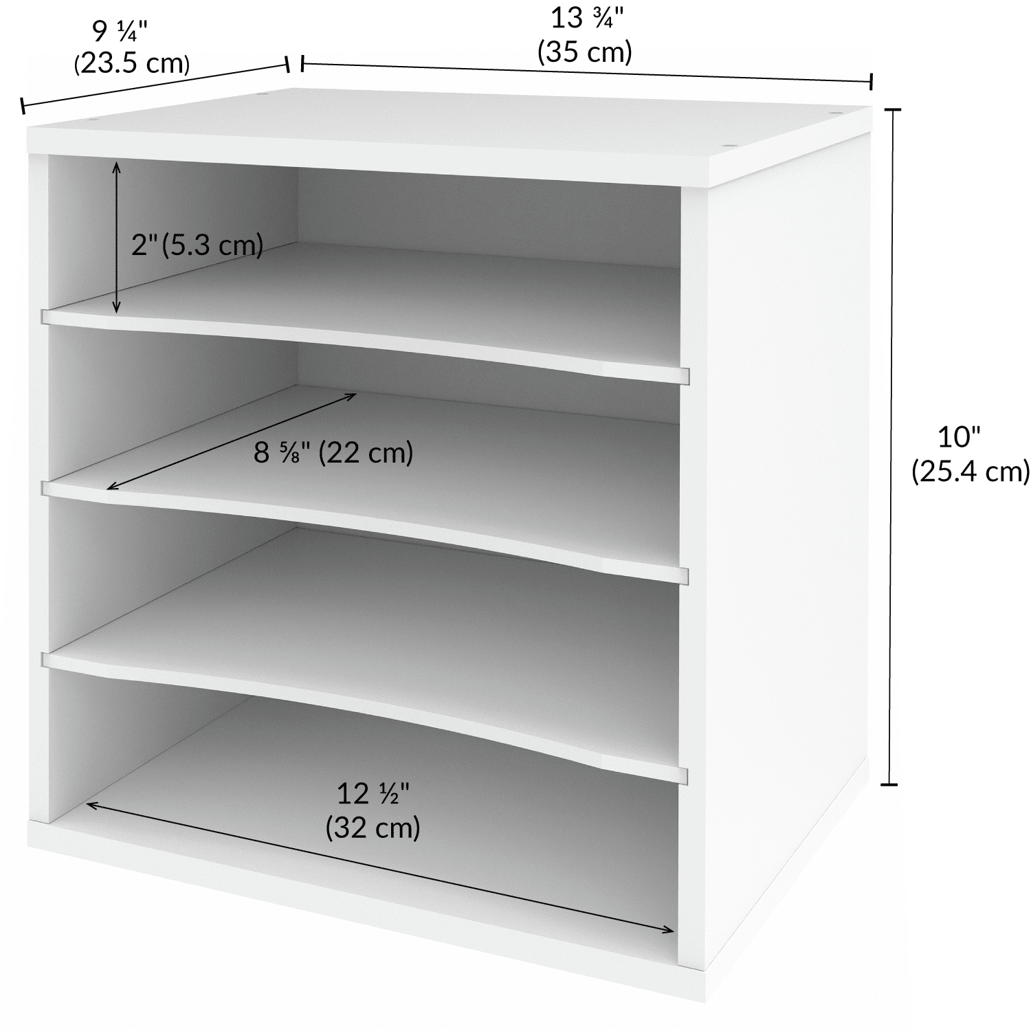 Ballucci 4-Tier File Paper Organizer, Wood Stackable Letter Tray with Adjustable Shelves, White