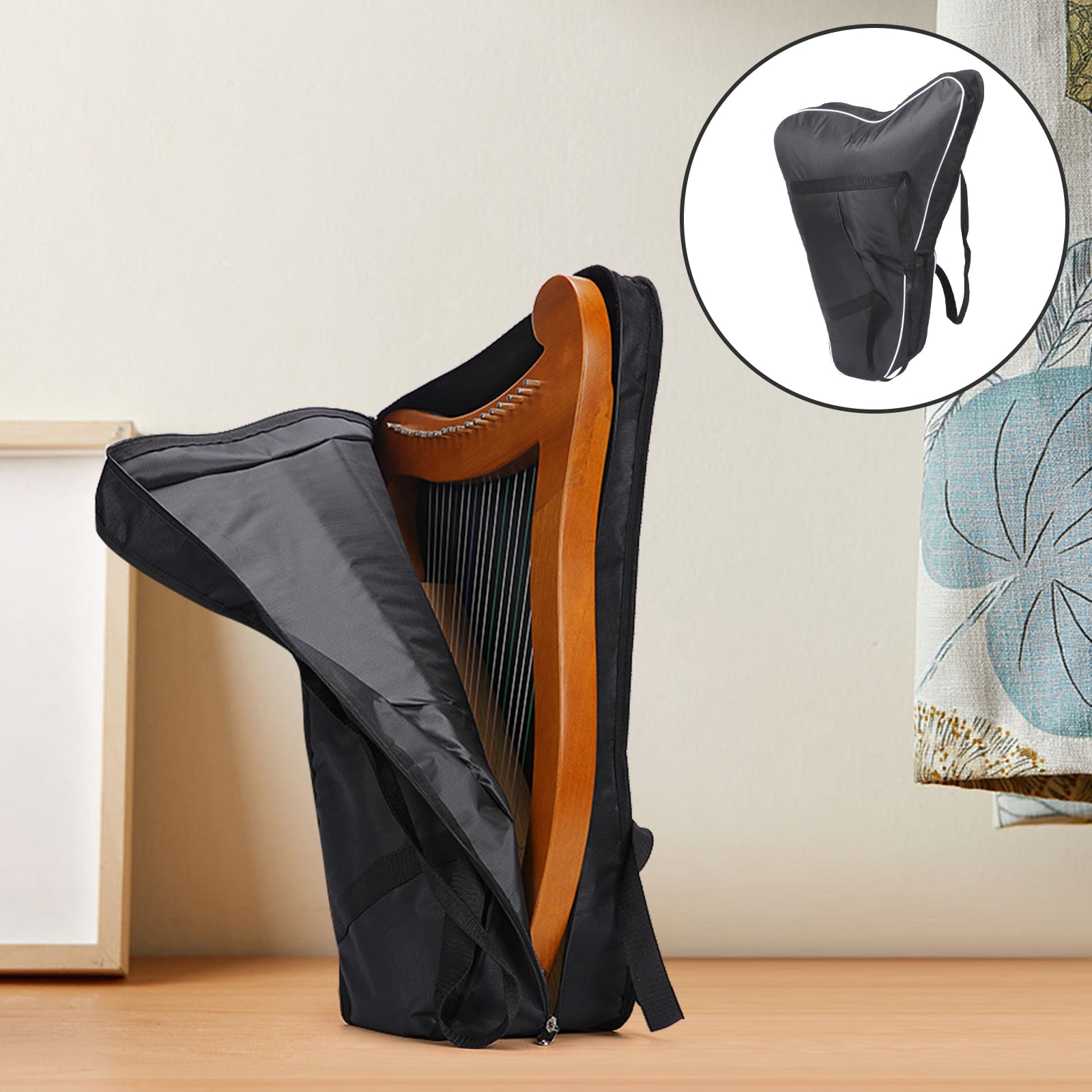 Jiandong lyre harp carrying bag Oxford Padded Harp Bag - Fits 15-19 Strings(25.98X20.08X5.51Inch)