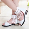 thumbnail image 2 of JUMEYU Little Girls Sandals Girls Dress Shoes Toddler Kids Heels Sandals Ankle Strap Party Flower Girl Shoes Sandals Size 4 (White,Big Kids 4), 2 of 8