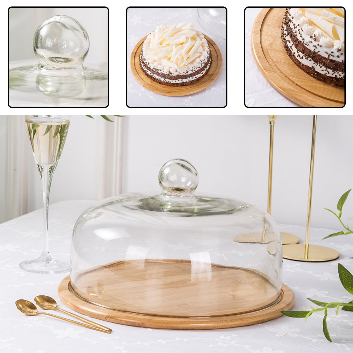 Clear Acrylic Cupcake Cake Stand Dessert Display Holder Plate w/ Dome Lid Cover
