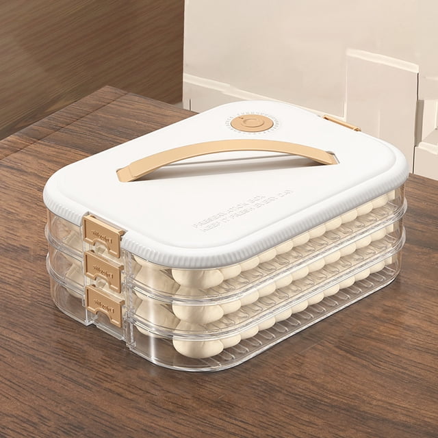 Chmadoxn Kitchen Gadgets, Household Dumpling Box Kitchen Refrigerator Freezer Chronograph Multi-layer Transparent Food-grade Ravioli Dumpling Vegetables Etc Storage Preservation Box storage container