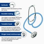 Dixie EMS Single Head Lightweight Stethoscope, Latex Free, for Doctors, Nurses, Students, Medical and Home Use - Light Blue