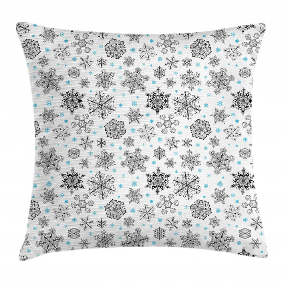 Snowflake Throw Pillow Cushion Cover, Lace Style Arrangement of