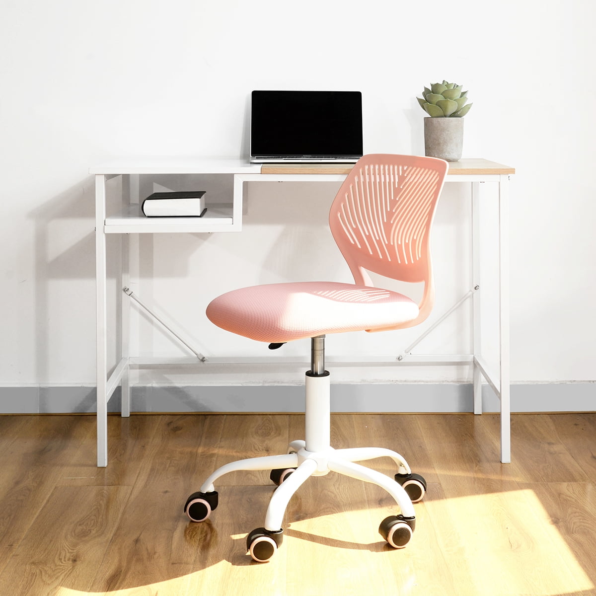 Homy Casa Mesh Task Office Chair, Adjustable Pink Desk Chair