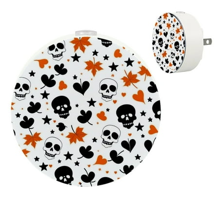 

Halloween Skull Leaves Automatic night lights plug into wall Dusk to Dawn Sensor Nightlights for Kids & Adults for Bathroom Hallway