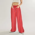 thumbnail image 1 of Mefallenssiah Palazzo Pantalons pour Femmes, Pantalons Décontractés à Rayures Larges avec Poches, 1 of 7