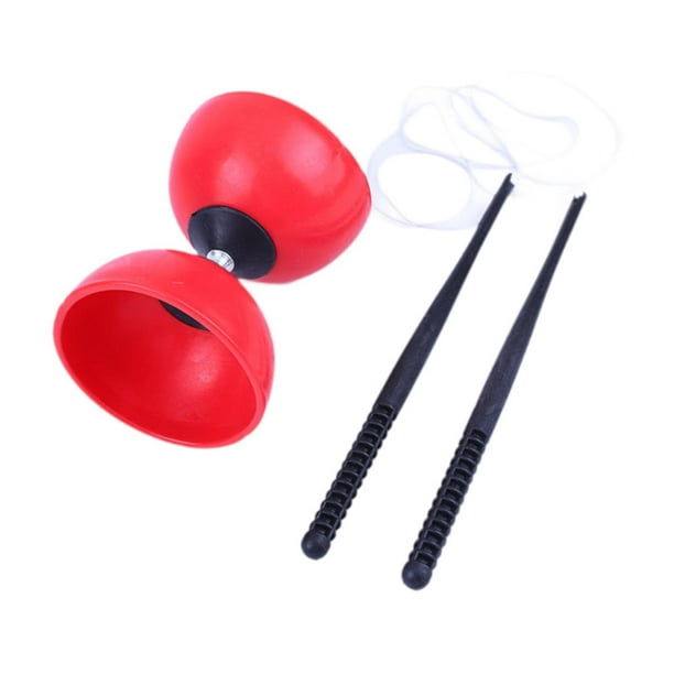 Juego de diábolo de yoyó chino, bola de diábolo gruesa, flexible, de doble cabeza, divertido, con triple rodamiento, juguete de malabarismo para niños principiantes. Rojo L