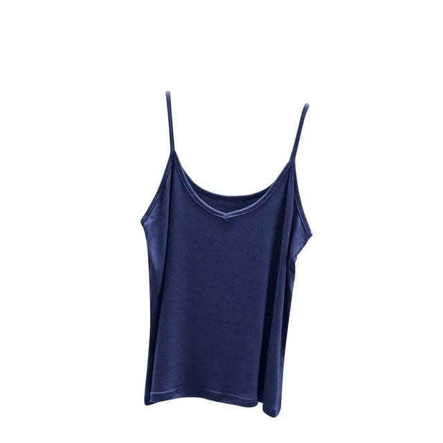 AherBiu Tank Tops Women Loose Spaghetti Strap Basic Camisole Soft Comfy Solid Color Pajamas Homewear