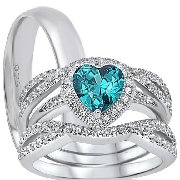 LaRaso & Co Silver Wedding Ring Set TRIO His Her Engagement Rings Men Women Sizes 5/9