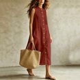 thumbnail image 2 of Bxsruta Womens Summer Dress Button Down Maxi Dress Pleated Casual Sundress for Women, 2 of 2
