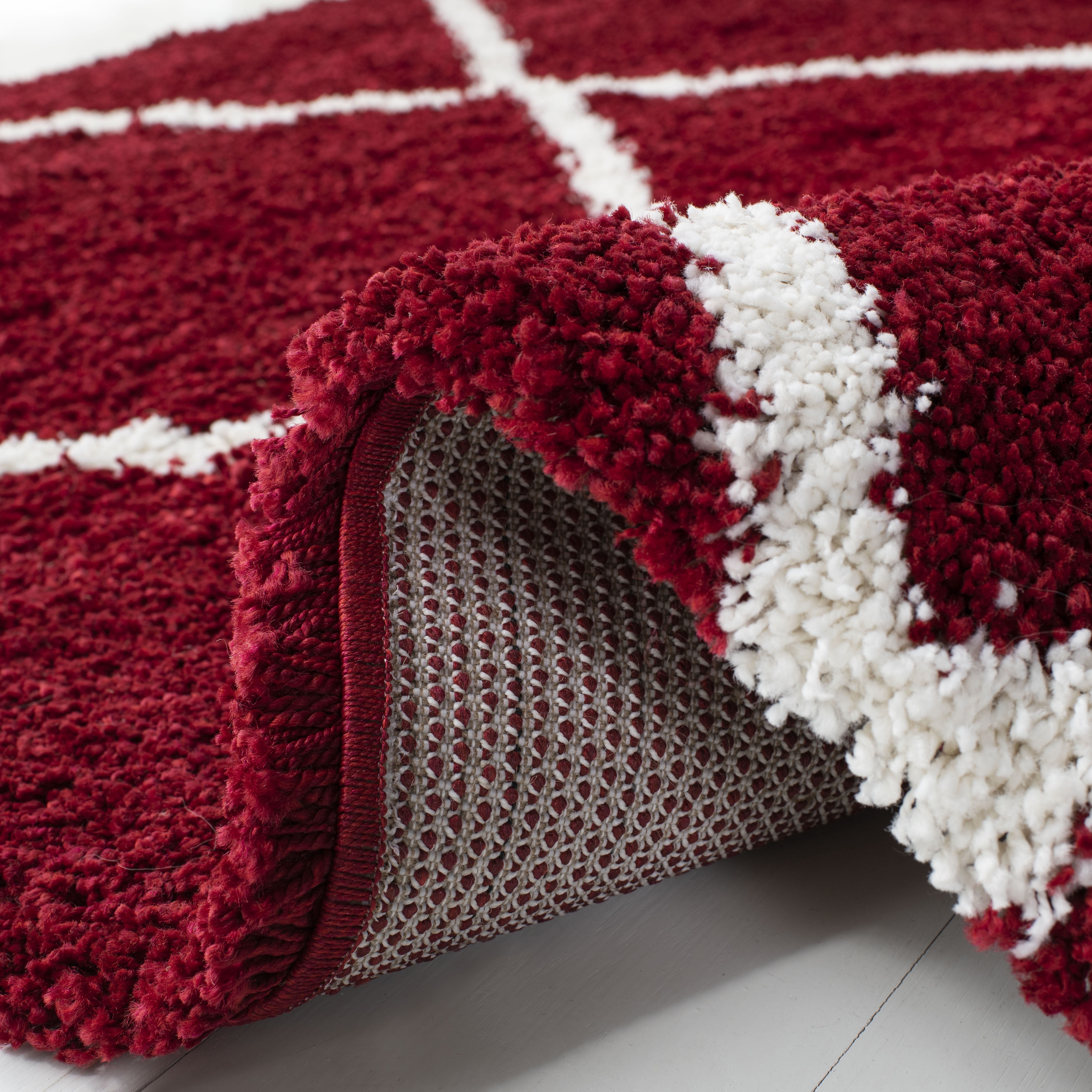 Safavieh Hudson Amias Geometric Shag Area Rug, Red/Ivory, 11' x 15'