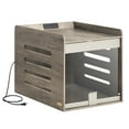 thumbnail image 6 of Heather Greige Modern Dog Crate. Has charging station & flip - up acrylic door. Fits small/medium dogs (≤45 lb). Doubles as side end table., 6 of 6
