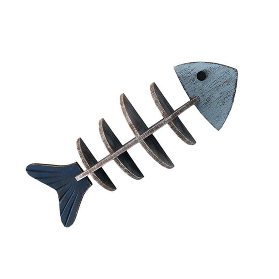 Handpainted Wooden Fishbone Wall Art Shelf Coastal Decors Space Saving Storage Rack For Home Office Wall Decors
