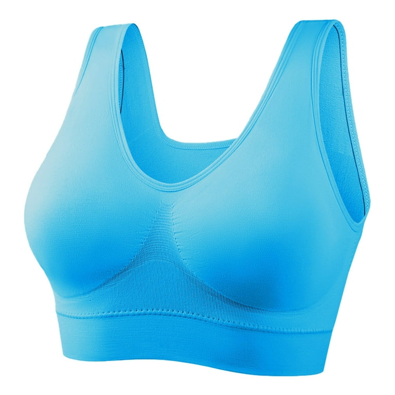 Wireless Bras With Support And Lift Large Size No Steel Ring Thin Style  Yoga No Binding Sport Bra Blue XL