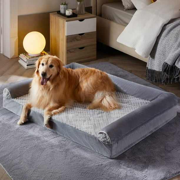 WNPETHOME Dog Beds for Large Dogs Orthopedic Sofa Dog Bed Mat Pillow with Removable Waterproof cover Egg Foam Dog crate Bed for Medium Large Dogs