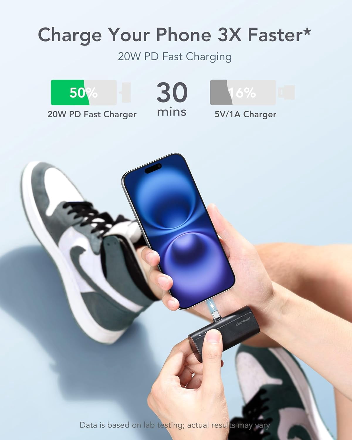 Portable Charger USB C for iPhone 17/16/15, 5000mAh Fast Charging Power Bank with Built-in Type-C Connector, 20W Mini Battery Pack 17/16/15 Series, Samsung S25/S24/S23, and More