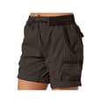 thumbnail image 2 of Womens Summer Shorts Relaxed Fit High Waist Casual 4 Pocketed Hiking Cargo Shorts Outdoor Outfits Cotton And Linen Casual High-Waisted Work Pants Dark gray S, 2 of 8