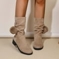 thumbnail image 5 of Women's Mid Calf Boots Fashion Suede Ankle Boots with Comfortable Casual Flat Design for Daily Wear in Autumn and Winter(Color:Khaki,Size:7), 5 of 9