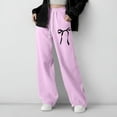 thumbnail image 3 of Cethrio Girls Straight Leg Sweatpants, Open Bottom Casual Thermal Drawstring Winter Pants Purple Size 14-16, 3 of 7