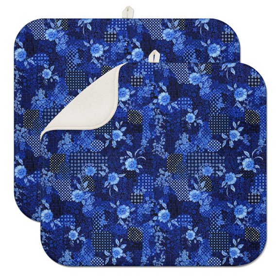 Pioneer Flower Floral Print Pattern Kitchen Dish Drying Mat 1 Pack, Ultra Absorbent Microfiber Drainer Mat, 16"x18"