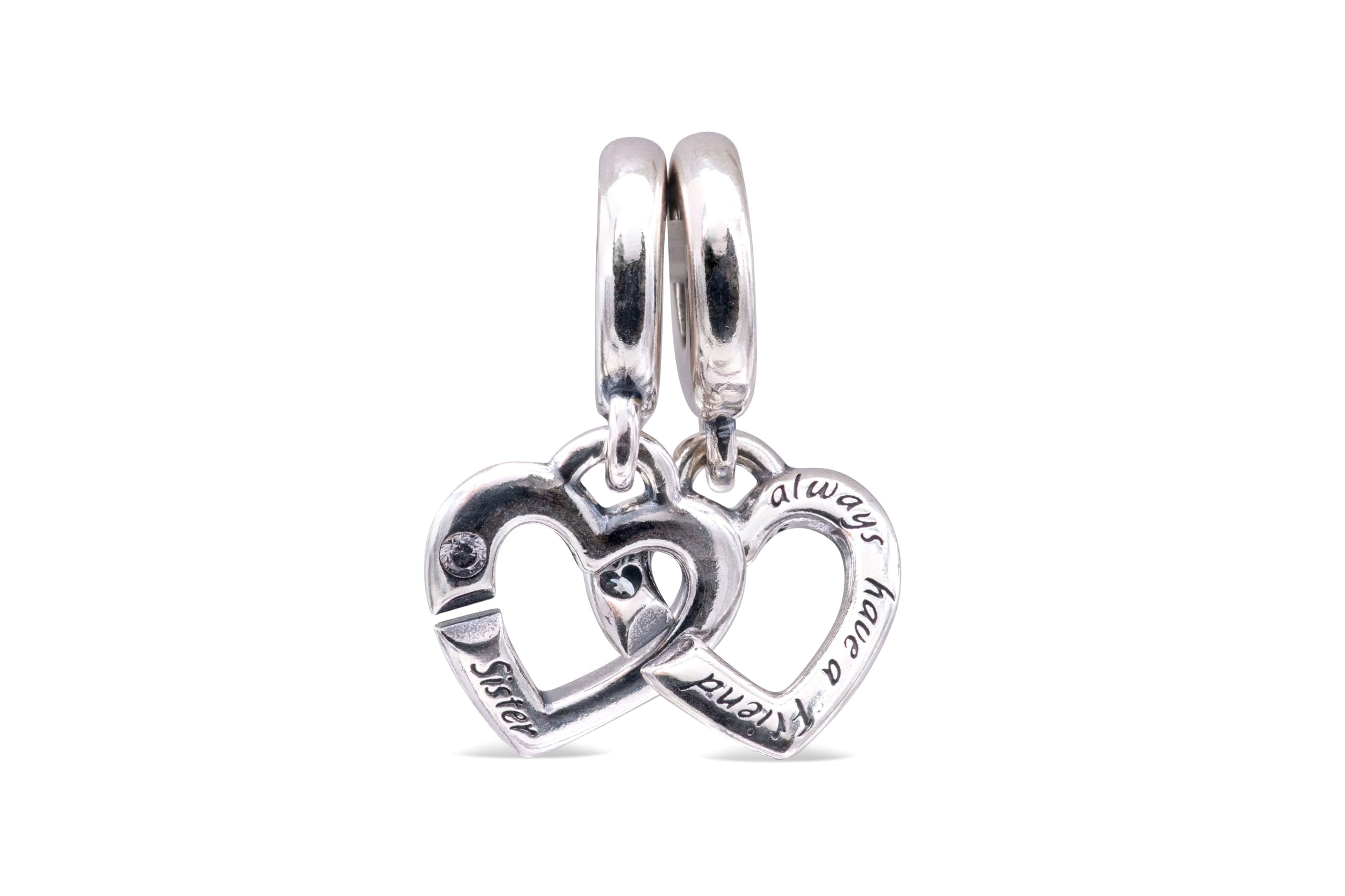 Pandora Linked Sister Hearts Split Dangle Charm