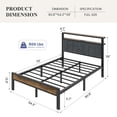 thumbnail image 5 of Kbun Full Bed Frame with Charging Station and LED Lights, Full Size Platform Bed with Metal Slats, Upholstered Headboard with 2-Tier Storage Shelves, No Box Spring Needed, 5 of 8