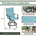 thumbnail image 5 of Hanover Monaco 5-Piece Outdoor High Dining Patio Set, 4 Counter-Height Padded Sling Swivel Chairs, 56" Round Tile Table, 9' Umbrella, and Umbrella Base, Bronze Finish, Rust-Resistant, All-Weather, 5 of 12
