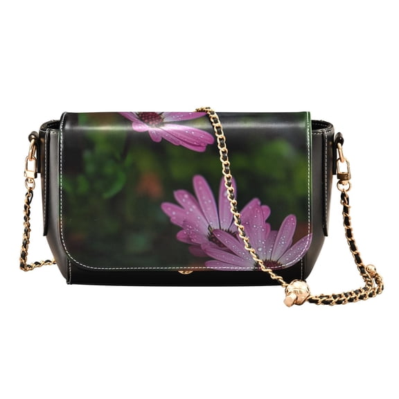 PU Leather Crossbody Bag for Women Ladies Chic Shoulder Bags Crossbody Purse Multi-Pocket Handbag for Work, Travel, Shopping Pink Daisies