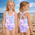 thumbnail image 2 of MuXiKeJi Clothes Girls One Piece Swimsuit Size 7-8 Cut Out Tankini Quick Dry Cute Printed Beach Skirt Cute Ruched Bathing Suit Ruched Adjustable Strap Swimwear Set Girl, 2 of 5
