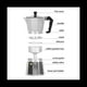 thumbnail image 5 of Cafetera Espresso Maker Moka Pot, Stovetop Espresso Maker para Great Flavored Espresso para VitroceráMica EléCtrica, 5 of 5