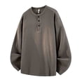 thumbnail image 4 of Dolkfu Henley Men's Shirts Casual Pullover Crew Neck T-Shirt Button Loose Fit Long Sleeve Men's T-Shirts 5X, 4 of 5