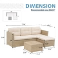 thumbnail image 2 of JOIVI 3 Pieces Patio Conversation Set, PE Wicker Rattan Outdoor Furniture Set, 2 Ways Small Sectional Sofa with Cushions, Tempered Glass Coffee Table, Creamy White, 2 of 8