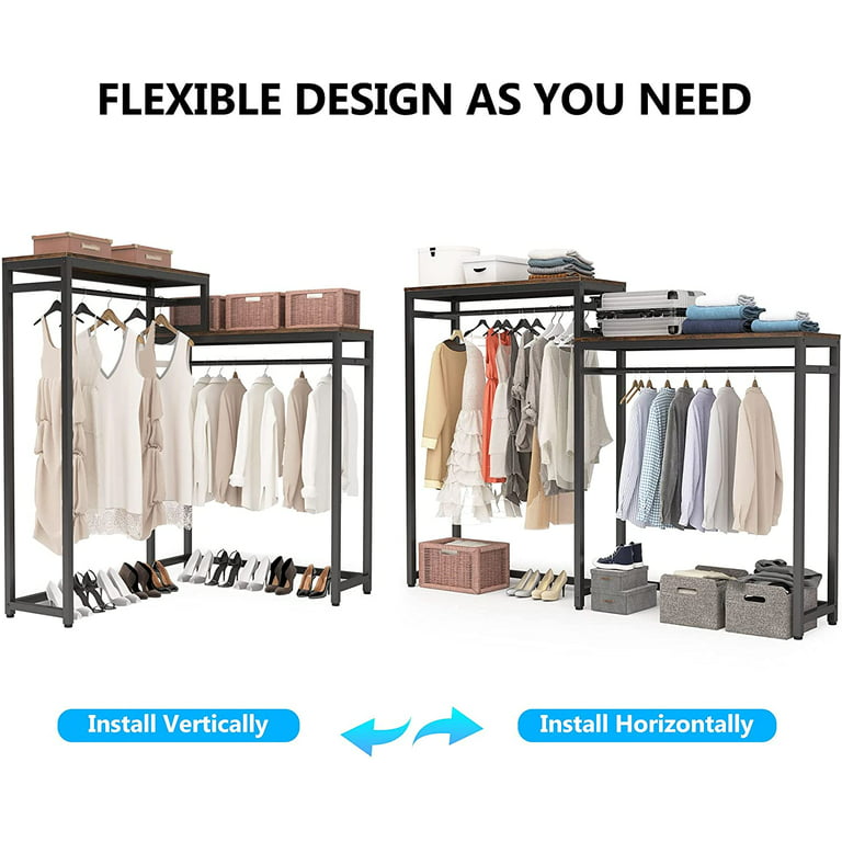 HOKEEPER 520lbs Heavy Duty Metal Freestanding Closet Organizers and Storage  Drawers with Shelves and Hooks for Clothes Clothing Garment Rack with