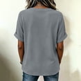 thumbnail image 6 of Women's V-Neck Top Baeitkot Women's Solid Color Casual V-Neck Short Sleeve Top Gray M, 6 of 7