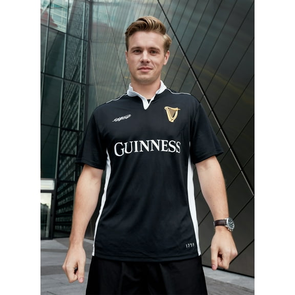 Guinness Black/White Performance Men's Short Sleeve Rugby Shirt