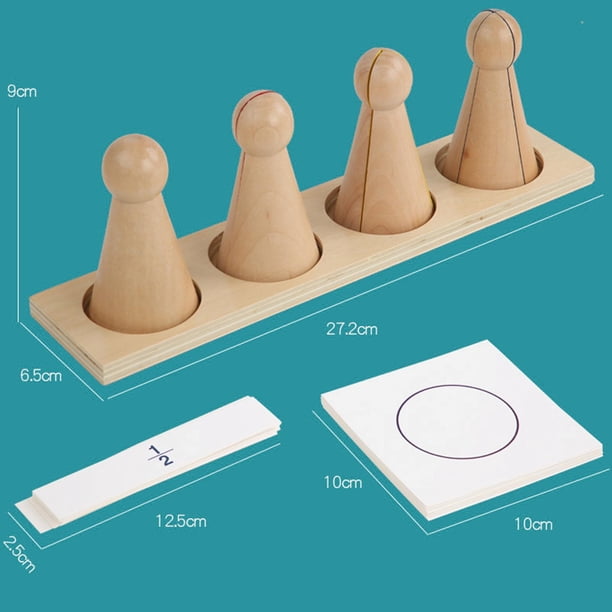 Kit De Fractions Montessori – Fruits En Bois, 13 Cercles Fractionnés Et 20 Cartes D'activités – Éducatif Dès 6 Ans