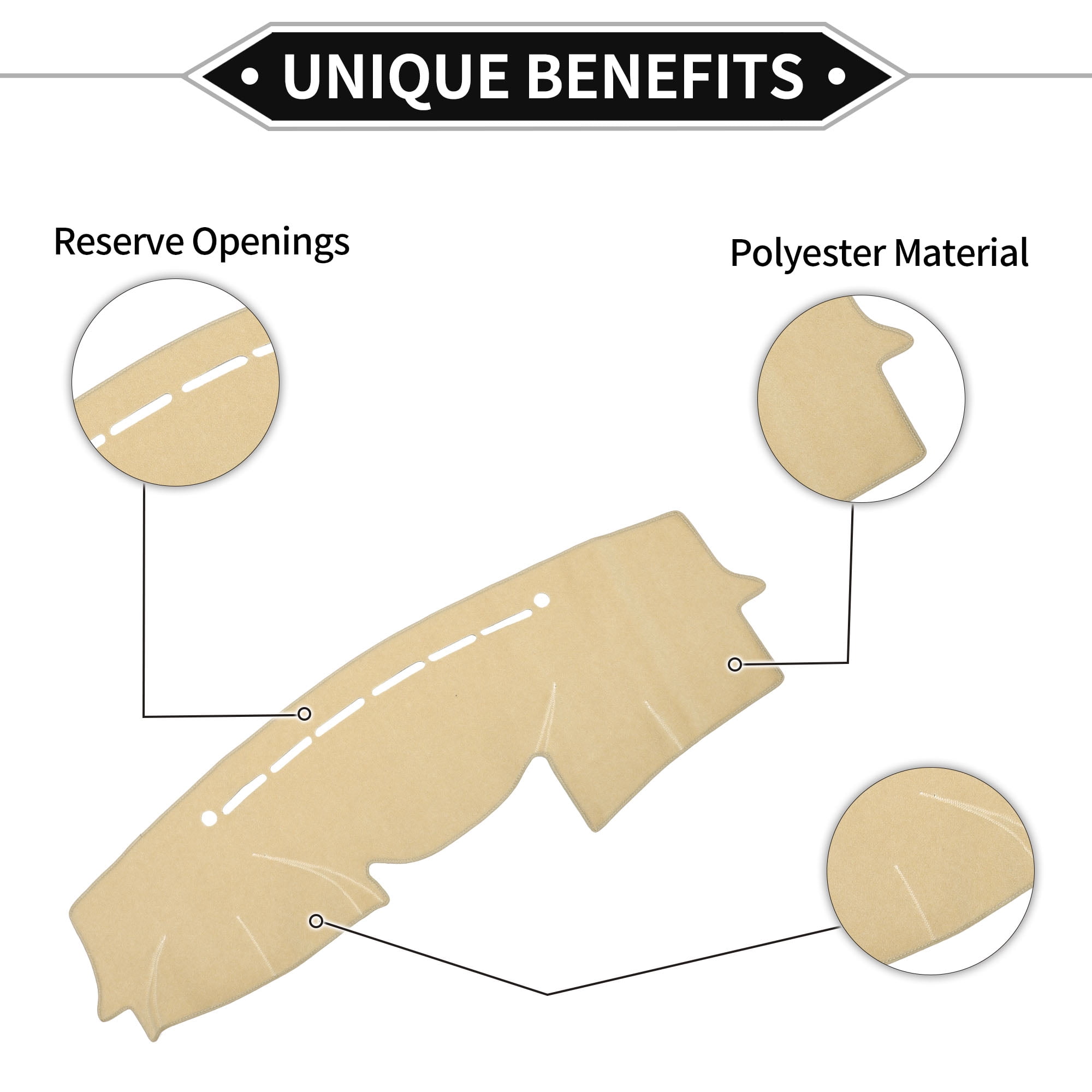 Dash Cover Compatible for Hyundai VeraCruz 2007-2012, Non-Slip Polyester Silicone Beige Front Dashboard Cover Mat Pad Carpet