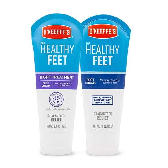 O'Keeffe's Crème pour Pieds en Bonne Santé, Tube de 3 Onces et Crème de Nuit, Tube de 3 Onces