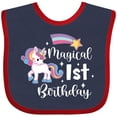 thumbnail image 3 of Inktastic Magical 1st Birthday Rainbow Unicorn with Star Boys or Girls Baby Bib, 3 of 4