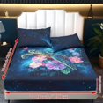 thumbnail image 6 of Jiueut Turtle Galaxy Pattern Bed Sheet Set, Butterfly Peony Flower 3 Pieces King Size Fitted Sheet with 9.8" Deep Pocket 2 Wrinkle Free Pillow Cover Bedroom Decoration with Elastic Band, 6 of 7