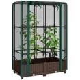 thumbnail image 2 of Outsunny Raised Garden Bed with Trellis, 46.5" Tomato Cage with Crop Cage, Self Watering Planter Box with Drainage Holes and Plugs, Green, 2 of 9