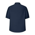 thumbnail image 5 of Women's Plain Cotton Linen Tops Short Sleeve Crewneck Casual Loose Solid Color Blouses Navy,2XL, 5 of 6