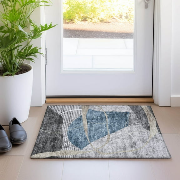 Addison Rugs Chantille Indoor/Outdoor Transitional Modern Blue Washable Rectangle Rug, 1'8" x 2'6"