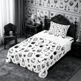 thumbnail image 3 of Erosebridal Gothic Skull Ghost Twin Sheets 3pcs,Halloween Theme Bedding,White Black Grey,1 Flat Sheet, 1 Fitted Sheet and 1 Pillowcase, 3 of 6